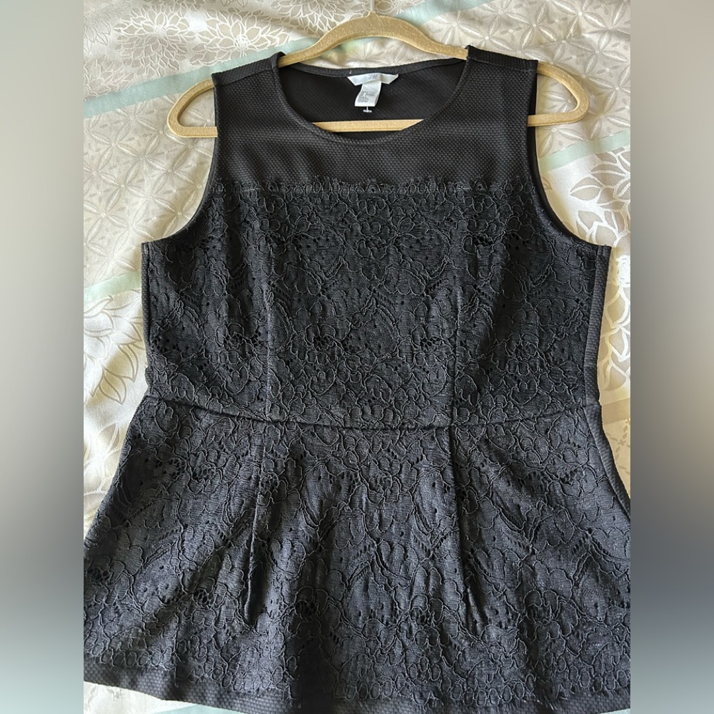 H&M Black Tailored Top with Lace